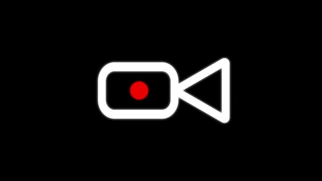Animated Video Record Button, Recording Indicator Icon Animation. Video Recording Icon Animation, Camera Record Symbol Motion Graphic.