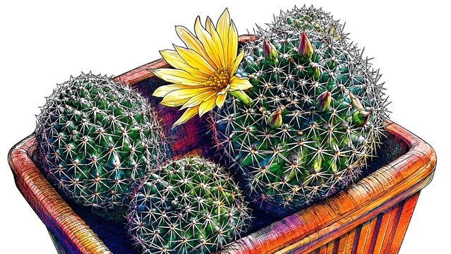 Cactus arrangement in terracotta pot