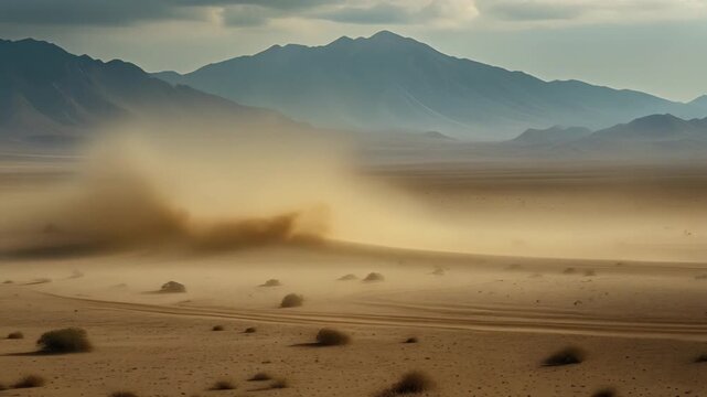 Sandstorm moving over the Kassala Sudan landscape at sunset