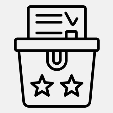 Voter paper in ballot box line icon, democracy day concept. Vector graphics. Elections sign outline style icon mobile or web design.