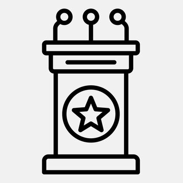 Platform for speaking line icon, democracy day concept. Vector graphics. Candidate tribune, podium sign outline style icon mobile or web design.