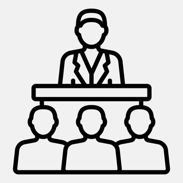 Candidate speaks to public line icon, democracy day concept. Vector graphics. Public elections sign outline style icon mobile or web design.
