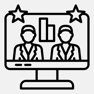 Monitor screen with two candidates line icon, democracy day concept. Vector graphics. Online elections sign outline style icon mobile or web design.