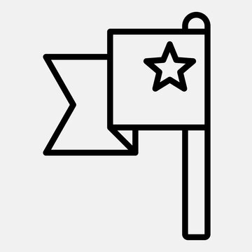 Voters flag line icon, democracy day concept. Vector graphics. Flag with star sign outline style icon mobile or web design.