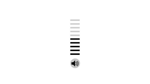 Speaker Volume Level Animation. Volume Sound Control Animation on Black Background, Audio Level Up and Down Icon.