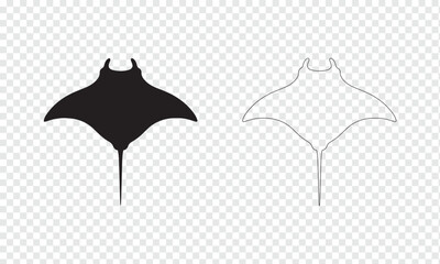 Manta ray icon for marine life and ocean exploration apps, flat vector symbol © Maria