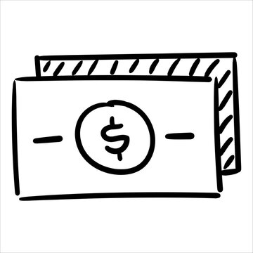 Sketch of stacked currency money notes, perfect for financial concepts and payment.