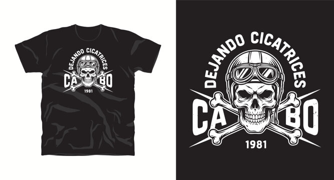 Dejando cicatrices skull helmet goggles t-shirt design.