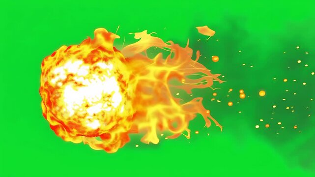 Explosive Flame Burst Green Screen Effect