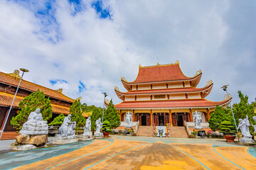 Obraz premium View of Khanh Lam pagoda in Mang Den in Vietnam which is a very famous destination of Quang Ngai
