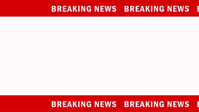 Breaking news lower third chyron loop animation for TV broadcast and live updates on white transparent background. News lower third overlay template with alpha channel