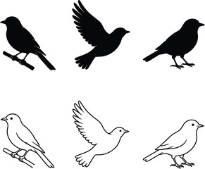 Fototapeta premium Premium Animal Silhouette Vector Set Featuring Pets, Birds, Wildlife, Marine and Farm Animals Isolated on White Background