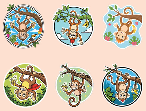 CARTOON FUNNY MONKEY HANGING EPS