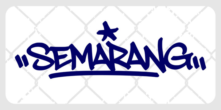 Semarang Indonesia city graffiti tag element featuring creative hand style lettering typography design with star ornament for modern urban streetwear clothing poster print asset clip art.
