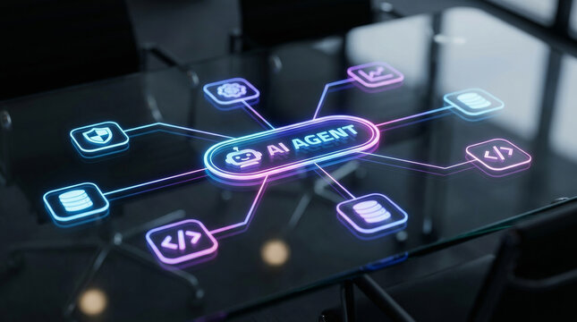 Ai agent agentic workflow automation data coding security interface neon ai agent. intelligence solution management. future innovation system, assistant network process, automation technology