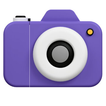 Purple 3D Stylized Digital Camera Icon.