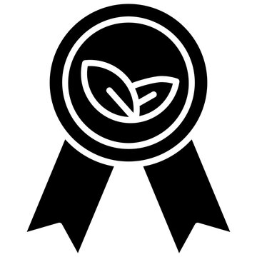 Eco award icon vector. Environmental prize illustration sign. Green achievement symbol. Sustainability trophy logo or mark.