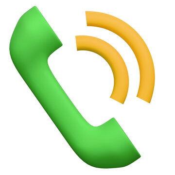 Green telephone handset icon with yellow signal waves for communication concepts.