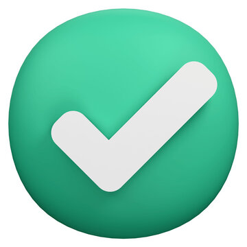 Green circular button with a white checkmark icon for user interface design.