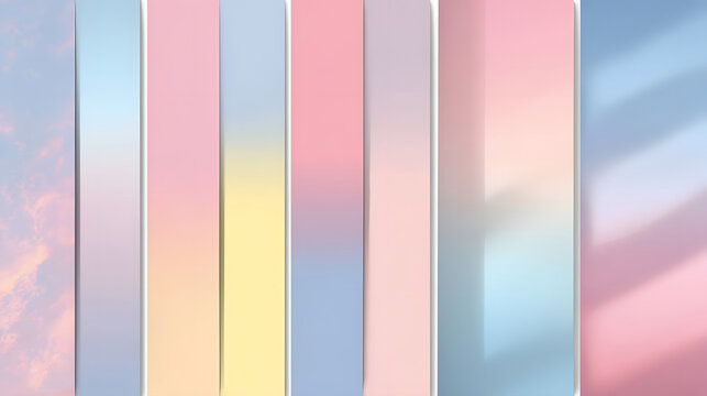 Pastel vertical panel background with soft sky gradients for wellness branding presentation templates or modern digital design