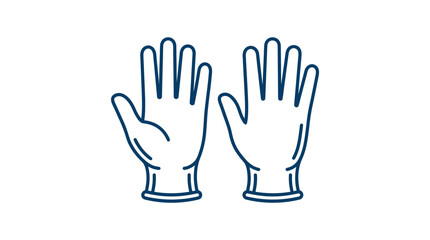 Obraz premium Clean Blue Outline Gloves Icon on White Background | Medical, Hygiene, Protection