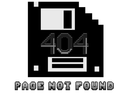 retro pixel 404 Page Not Found error message 8-bit art graphic for web design