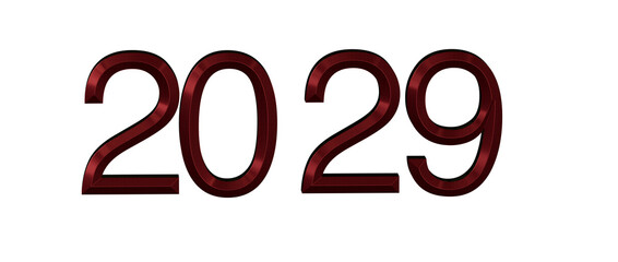 Bold 2029 text in red metallic style, perfect for new year greetings and financial themes. © vegefox.com