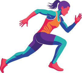 Fototapeta premium Dynamic female runner in motion vibrant abstract illustration of athletic woman sprinting perfect for sports fitness and competition themes