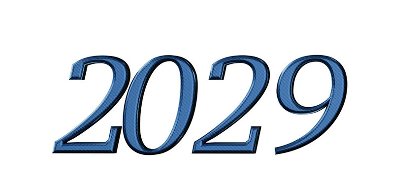 Image of the year 2029 in a decorative blue font isolated against a clean white backdrop. Perfect fo