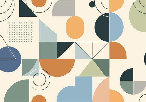 Modern geometric shapes abstract background vector with soft earthy color palette