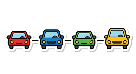 Fototapeta premium Four cars in a row linked.