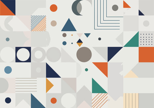 Pastel geometric artwork showcasing rhythm proportion and modern decorative appeal
