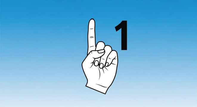 Hand showing one finger up.