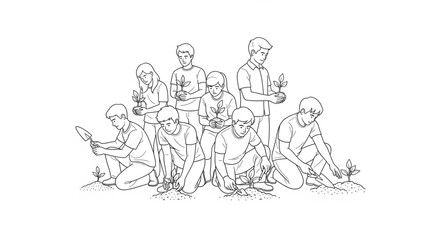 Obraz premium Group of people sitting on ground.