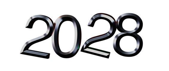 Stylish 2028 design in metallic finish, perfect for new year greetings and celebrations. © vegefox.com