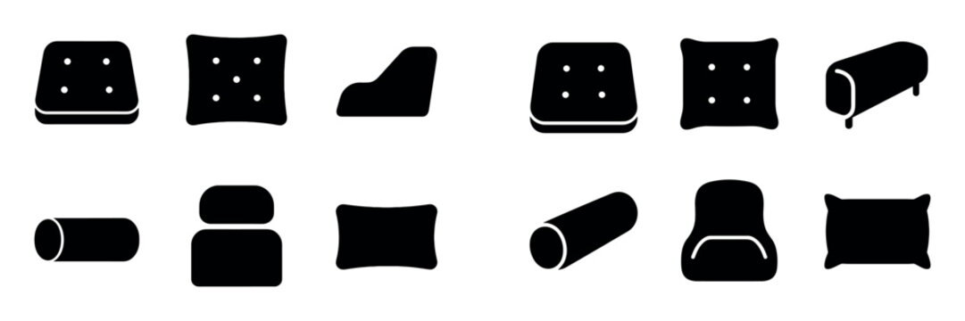 Home icons with pillow cushion bolster flat