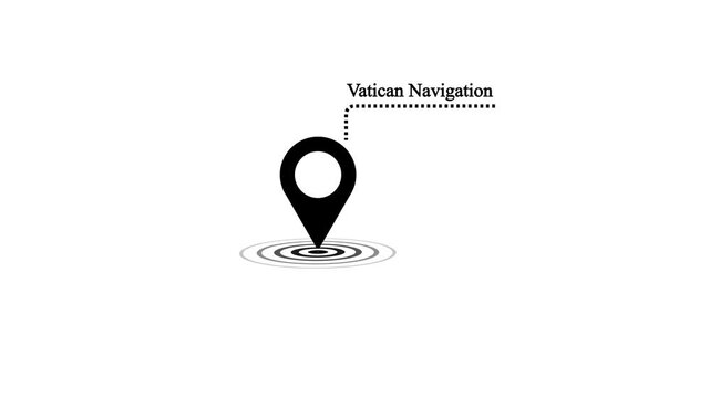Minimalist Location Pin Animation with Map Pointer and Vatican Navigation Text on White Background