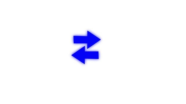 Right and left arrow pointer icon sign symbol animation. The Two Lane highway street sign icon. cyberspace, traffic arrowhead loop, banner repetition alert.