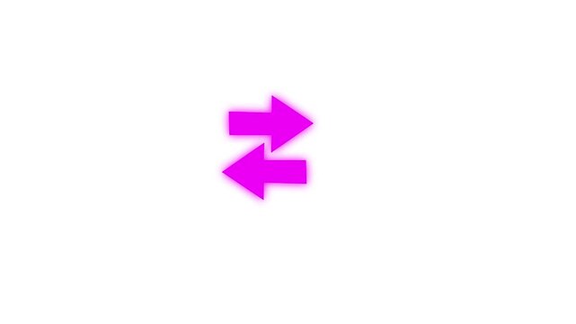Right and left arrow pointer icon sign symbol animation. The Two Lane highway street sign icon. cyberspace, traffic arrowhead loop, banner repetition alert.