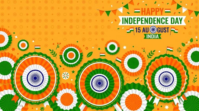 India Independence Day badge decoration card