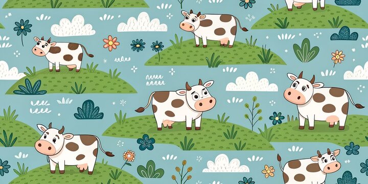 seamless pattern with cows