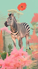 Obraz premium Zebra wildlife flower animal.