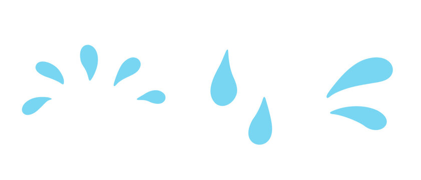 手描きの水しぶき・水滴・汗イラストセット