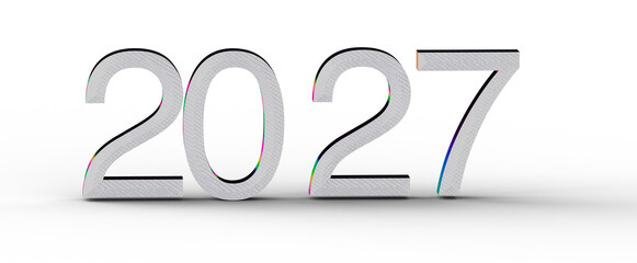 Bold 2027 design rendered in 3D, perfect for new year greetings, futuristic themes, and forward-looking concepts. Celebr © vegefox.com