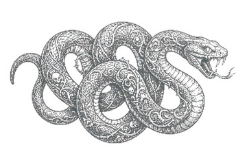 Intricate dragon and skull design with fleur de lis pattern © AKHI