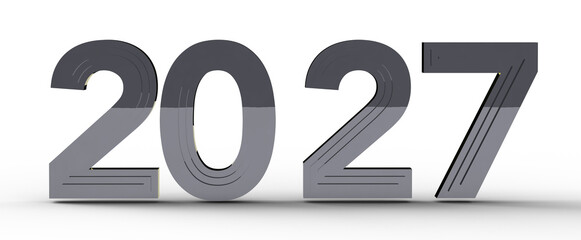 Bold 2027 design in gray with a touch of geometric style. Ideal for New Year greetings, business and financial concepts. © vegefox.com
