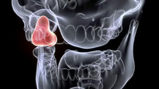 3D Transparent Visualization Of TMJ Disorder Concept With Articular Surface Highlighting Jaw Joint Anatomy In 4K Resolution
