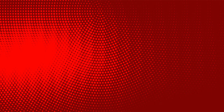 Abstract dark red background with creative bright halftone dot gradient waves. Clean premium vector design template for superhero banner and digital wallpaper.