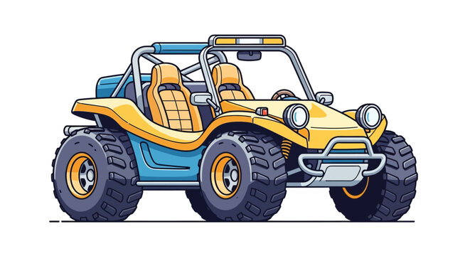Yellow Dune Buggy Off-Road Vehicle Cartoon Illustration