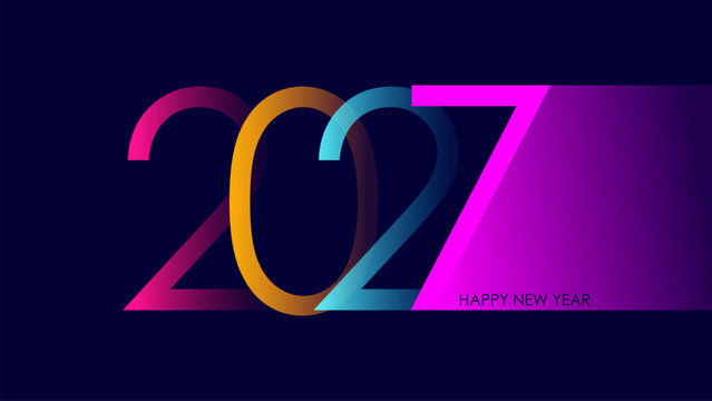 2027 Happy New Year festive graphic design. 2027 New Year bright color design template. Vector illustration.	